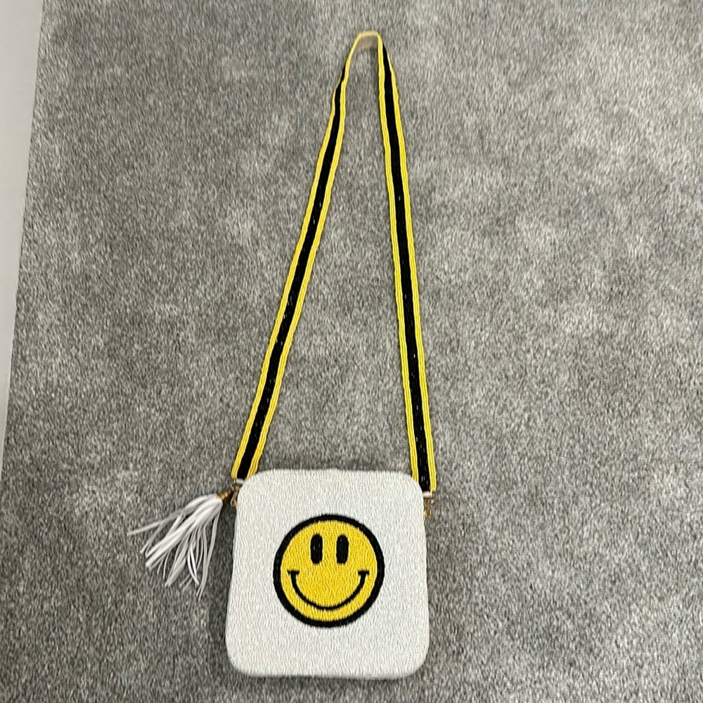 Moyna Beaded Smiley Face Crossbody Bag.